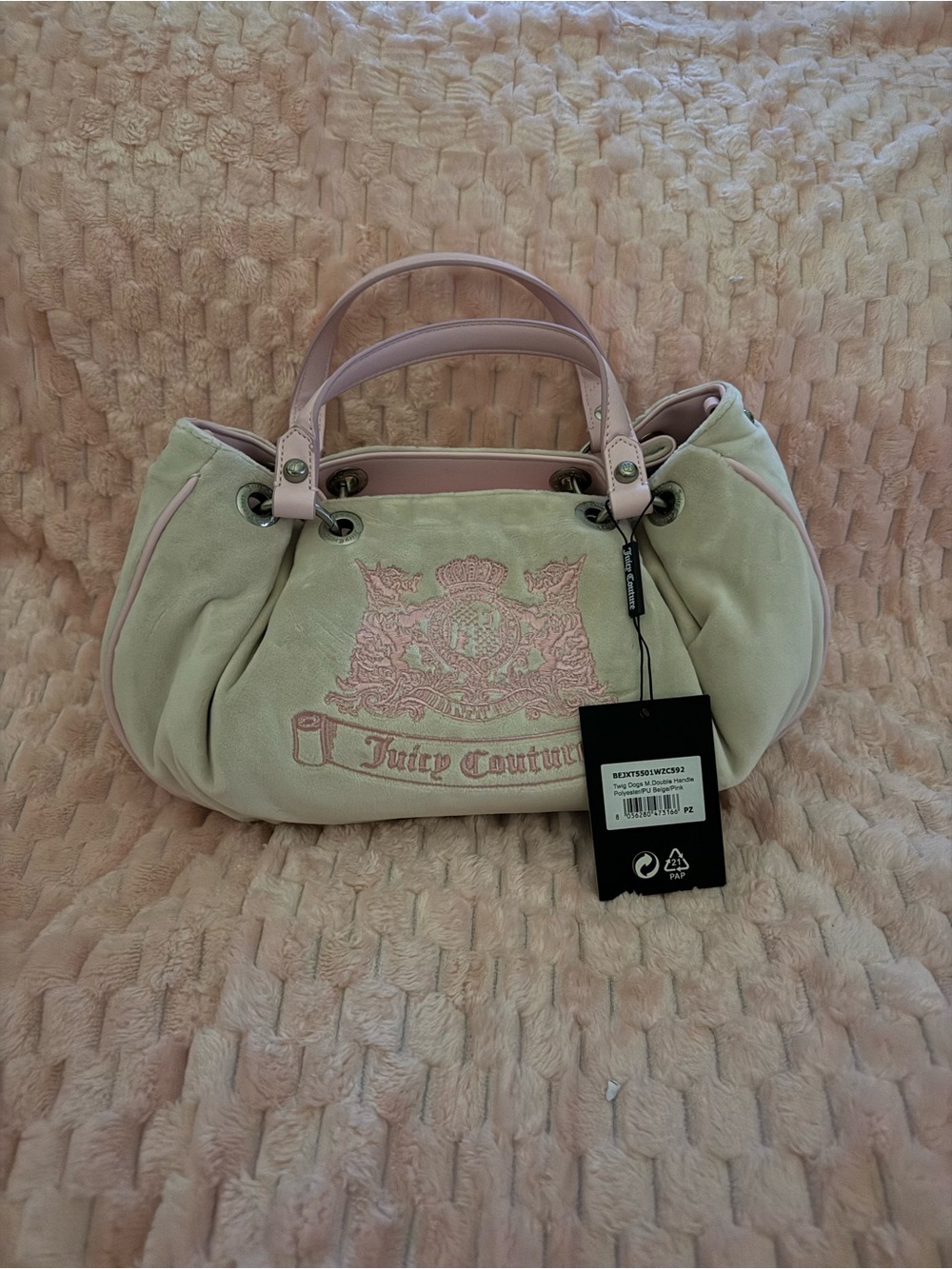 Juicy Couture UK Twig Dog Dumpling / Hobo - Pink and Beige - NWT ! - Picture 3 of 15